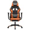 vidaXL Gaming-Stuhl mit Massage & Fußstütze Schwarz Orange Kunstleder