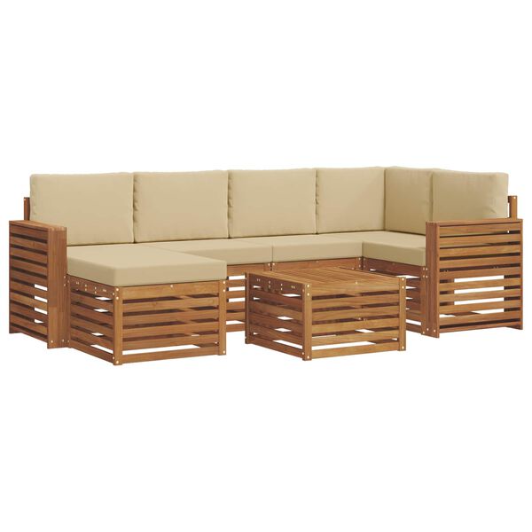 vidaXL Sofagarnituren 7 pcs Natur und Beige Massivholz Akazie