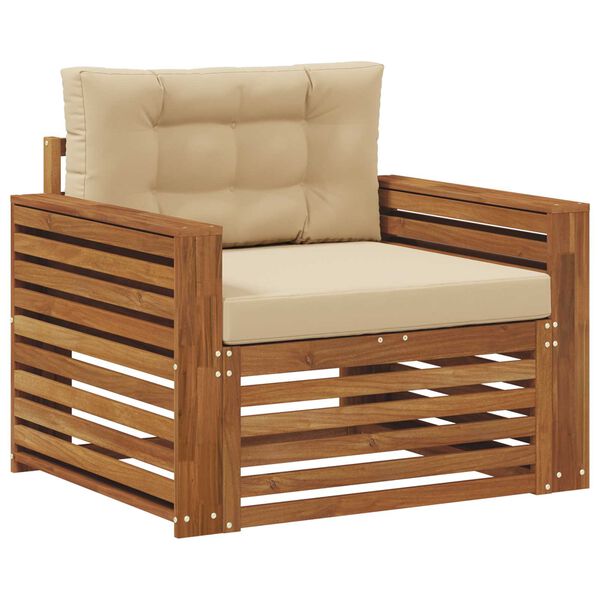 vidaXL Outdoor-Sofagarnitur Massives Akazienholz und Polyester Natur