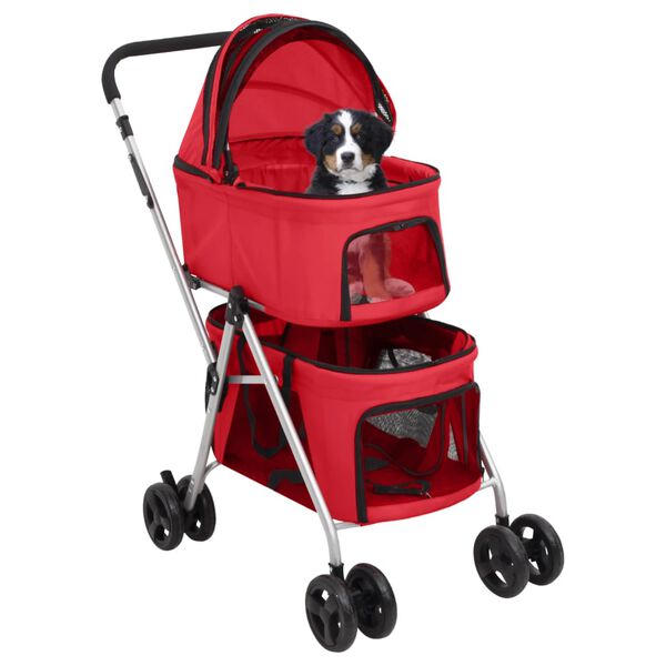 vidaXL Hundewagen für 2 Hunde Faltbar Rot 83x48x97 cm Oxford-Gewebe