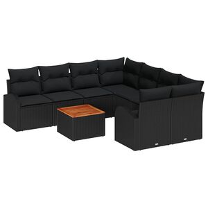 vidaXL Gartensofa-set mit Speicher 9 pcs Schwarz Poly-Rattan
