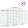 vidaXL Gabionen mit Hochbogen 3 Stk. 200x30x100/120cm Verzinktes Eisen