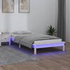 vidaXL Massivholzbett mit LEDs Wei&szlig; 75x190 cm