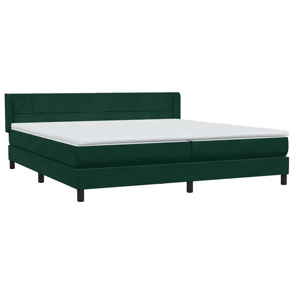 vidaXL Boxspringbett mit Matratze Dunkelgr&uuml;n 180x220 cm Samt