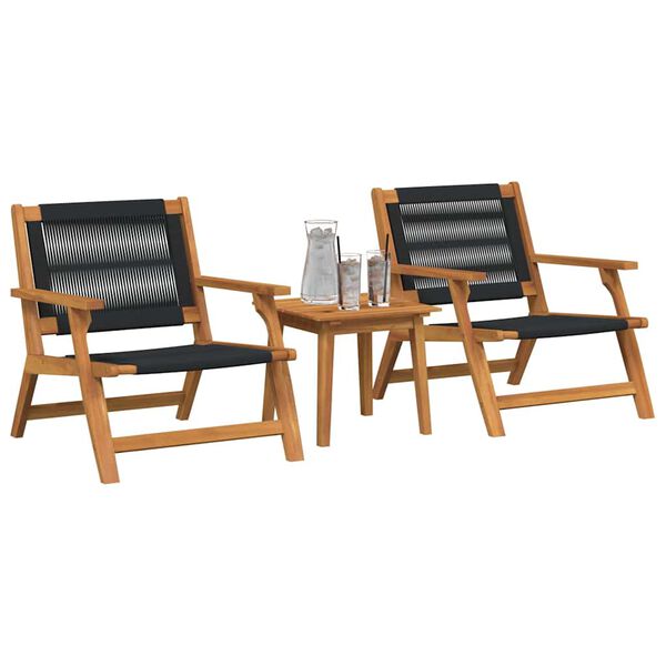 vidaXL Gartenst&uuml;hle mit Tisch 3 pcs Schwarz Massivholz Akazie