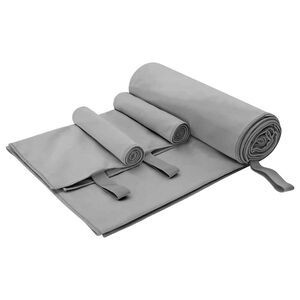 vidaXL Sporthandtuch Set 3 Stk. Dunkelgrau 210 x 100 cm