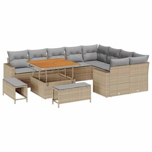 vidaXL Gartensofa-set 12 pcs Beige Poly-Rattan