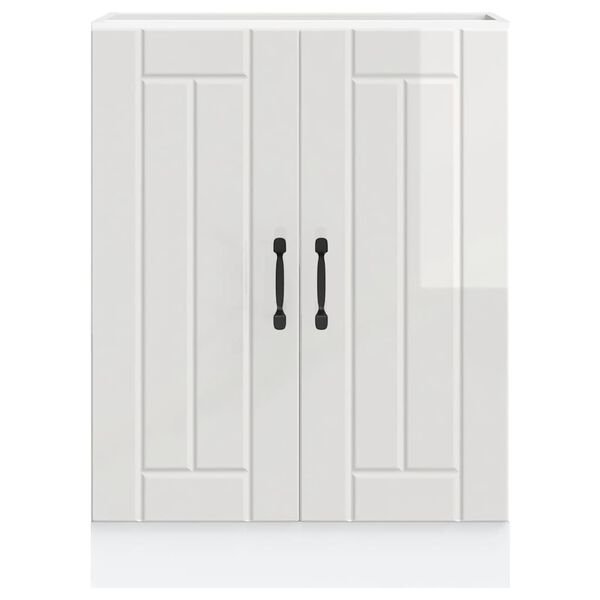 vidaXL Spülenunterschrank Lucca Hochglanz-Weiß Holzwerkstoff