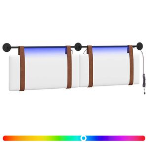 vidaXL H&auml;ngendes Kopfteil Mit LED Licht Wei&szlig; Antikes PU