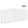 vidaXL Gabionen mit Hochbogen 4 Stk. 400x30x140/160cm Verzinktes Eisen