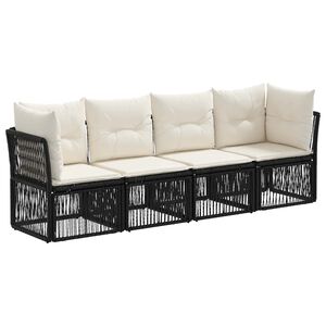 vidaXL Gartensofa-set 4 stk. Schwarz Poly-Rattan