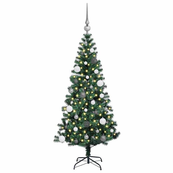 vidaXL K&uuml;nstlicher vorbeleuchteter Weihnachtsbaum Gr&uuml;n 150 cm