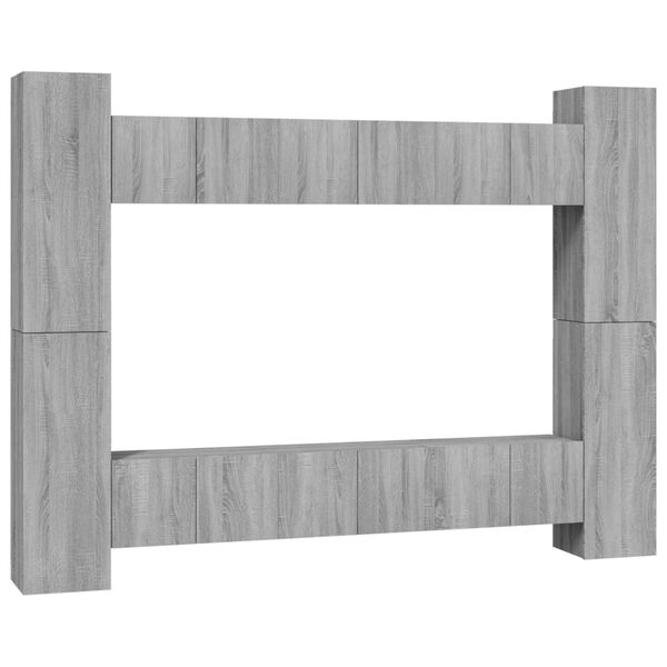 vidaXL 10-tlg. TV-Schrank-Set Grau Sonoma Holzwerkstoff