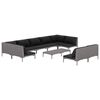 vidaXL 10-tlg. Garten-Lounge-Set mit Kissen Poly Rattan Dunkelgrau