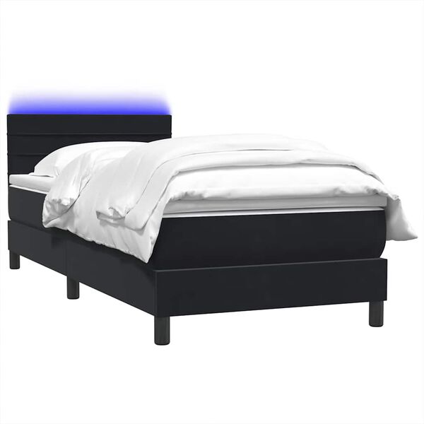 vidaXL Boxspringbett mit Matratze & LED Schwarz 80x220 cm Samt
