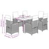 vidaXL 7-tlg. Garten-Essgruppe mit Kissen Schwarz Poly Rattan