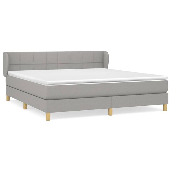 vidaXL Boxspringbett mit Matratze Hellgrau 160x200 cm Stoff