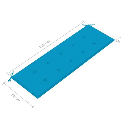 vidaXL Gartenbank mit Blauer Auflage 150 cm Massivholz Teak