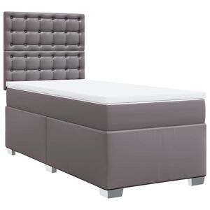 vidaXL Boxspringbett mit Matratze Grau 90x190 cm Kunstleder