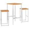 vidaXL 3-tlg. Bar-Set Massivholz Teak und Edelstahl