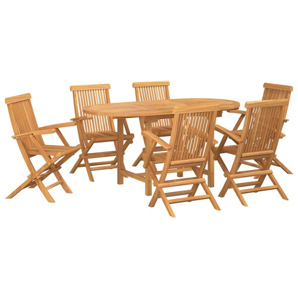 vidaXL Garten Essgruppe 7 pcs Braun Massivholz Teak