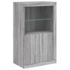 vidaXL Sideboard mit LED-Leuchten Grau Sonoma 202x37x100 cm