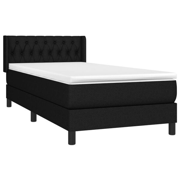 vidaXL Boxspringbett mit Matratze Schwarz 90x200 cm Stoff