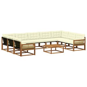 vidaXL Outdoor-Sofagarnitur mit Kissen 10 pcs Natur und Creme