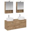 vidaXL Badezimmerm&ouml;bel-Set 5 Stk. Artisan-Eiche Ingenieurholz und Glas