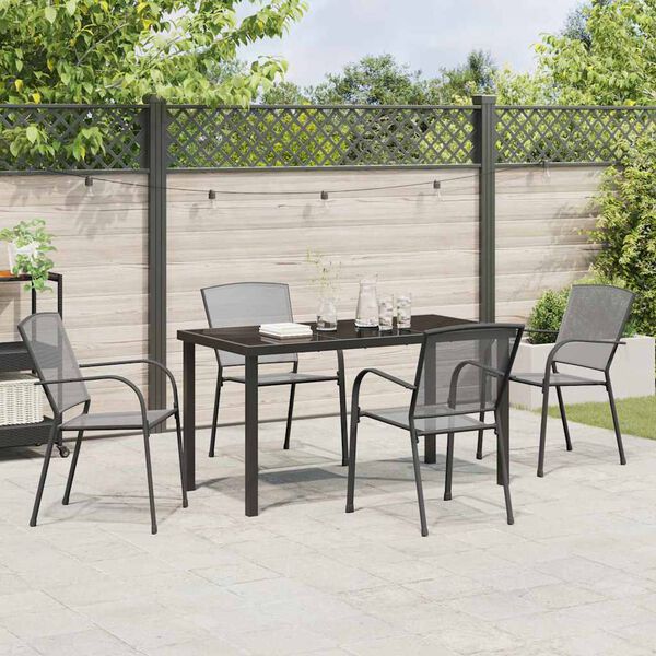 vidaXL Garten Essgruppe 5 pcs Anthrazit Pulverbeschichteter Stahl
