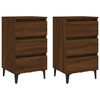 vidaXL Nachttische 2 Stk. Metallbeinen Braun Eichen-Optik 40x35x69 cm