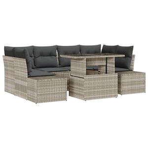 vidaXL Sofa Set mit Kissen 7 pcs Hellgrau Poly-Rattan