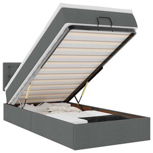 vidaXL Ottomane Bett mit Matratze & LEDs Dunkelgrau 80x200 cm Stoff