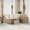 vidaXL 6-tlg. Garten-Sofagarnitur mit Kissen Beige Poly Rattan