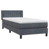 vidaXL Boxspringbett mit Matratze Dunkelgrau 80x210 cm Samt