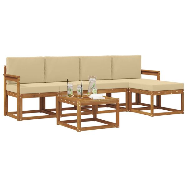 vidaXL Outdoor-Sofagarnitur 6 pcs Natur und Beige Massivholz Akazie