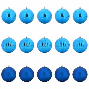 vidaXL Weihnachtsbaumkugel Set XL 15 pcs Blau Kunststoff