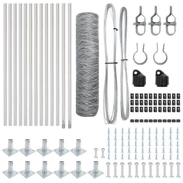vidaXL Zaunpfosten Silber 25 x 0,6 m (36 mm Maschen) Stahl