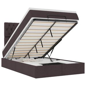 vidaXL Ottoman-Bett mit Matratze & LEDs Dunkelbraun 120x200 cm Stoff