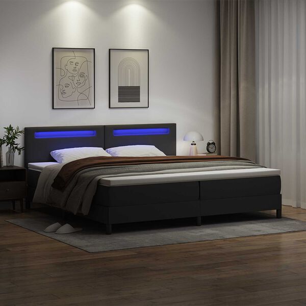 vidaXL Boxspringbett mit Matratze Schwarz 200 x 200 cm Kunstleder