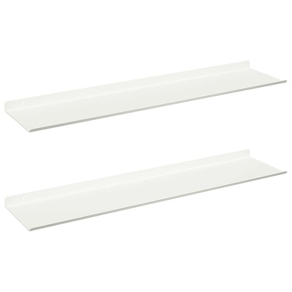 vidaXL Schwebendes Regal 2 pcs Wei&szlig; 80 x 18 x 2,5 cm Stahl