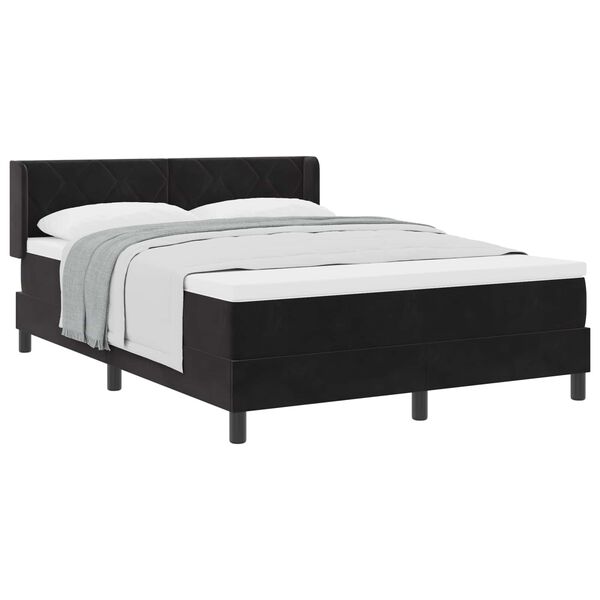 vidaXL Boxspringbett mit Matratze Schwarz 200 x 140 cm Samt