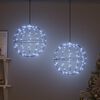 vidaXL Ball mit 192 LEDs 2 pcs Kaltwei&szlig; 31,5 x 31,5 x 32 cm Metall