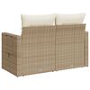 vidaXL Gartensofa mit Kissen 2-Sitzer Beige Poly Rattan