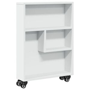 vidaXL Aufbewahrungswagen Schmal Wei&szlig; 48x13x68 cm Holzwerkstoff
