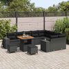 vidaXL Garten-Sofa-Set mit Kissen mit Speicher 12 pcs Schwarz