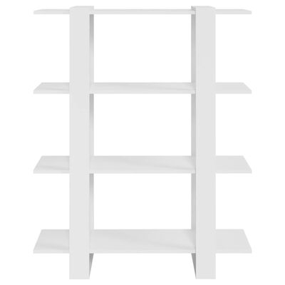 vidaXL Bücherregal/Raumteiler Hochglanz-Weiß 100x30x123,5 cm