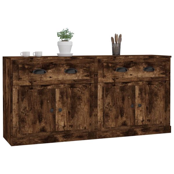 vidaXL Sideboards 2 Stk. Räuchereiche Holzwerkstoff