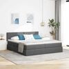 vidaXL Bett mit LED-Lichtleisten Dunkelgrau 200 x 200 cm Stoff