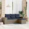 vidaXL 4-teiliges Gartensofa-Set mit Kissen, grau, Polyrattan